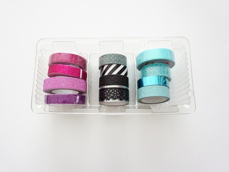 Chocolate chip cookie divider used for DIY Washi Tape Storage.