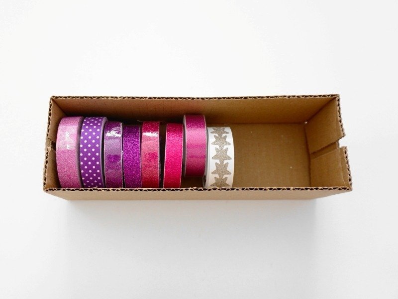 Block cheese box used as DIY Washi storage